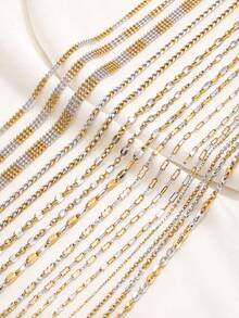 1M Two‑Tone Gold Silver Stainless Steel Chain, Tarnish Resistant Bulk Link Chain, Ins Style DIY Necklace Bracelet Jewelry Making Findings Supplies - Stainless Steel Chain - View 4