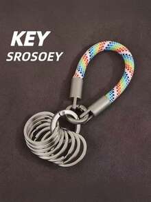 2026 New Woven Rope Keychain, 8 Key Rings, Multi-Functional Key Ring, Heavy-Duty Metal Ring Keychain, Outdoor Business Gift, Simple And Elegant - Multicolor - View 16