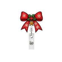 1pc Christmas Bell Bow Easy-Pull Glitter Acrylic Retractable Badge Reel Snowflake Badge Holder - Multicolor - View 3