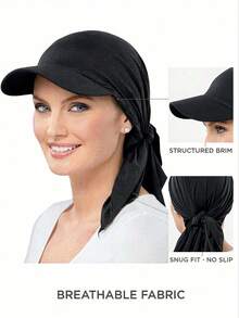 1pc Women's Duck Bill Brim Hat With Ties, Baseball Cap With Ribbon, Sun Hat Suitable For Daily Use, Polyester Material, Outdoor Wear - Black - View 12