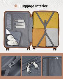 Suitcase Cabin Size Carry On 20 24 28 Inch 3 Piece Set Hard Shell Lightweight Spinner Wheels Combination Lock Telescopic Handle Travel Luggage - Burgundy - View 7