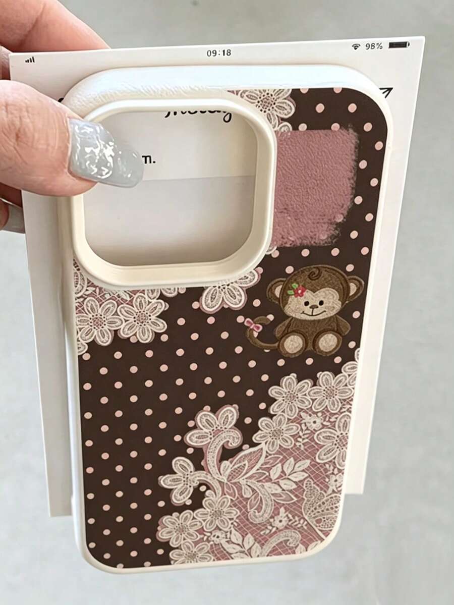 1件黑色波點UV印刷圖案荔枝紋理手機殼，適用於Apple 18/18Pro/18Promax、17/17Pro/17Promax、16/16Plus/16Pro/16Promax、15/15Plus/15Pro/15Promax、14/14Plus/14Pro/14Promax、13/13Pro/13Promax、12/12Pro/12Promax、11/11Pro Max，防塵、高價值、熱門 - 彩色 - 查看 1