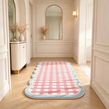 1 Stück Macaron Rosa & Weiß karierter langer Streifen Teppich, weicher Schlafzimmer Teppich, Heimdekoration Matte, dekorativer Teppich, Schlafzimmer Dekoration, kleiner Teppich, Teppich, Heimdekoration, Wohnzimmer Teppich, Wohnzimmer kleiner Teppich, Schlafzimmer Teppich, Wohnzimmer Heimdekoration, Outdoor Teppich, waschbarer Teppich - Verschiedenfarbig - Übersicht 6