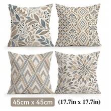 4pcs Bohemian Style Pillow Covers, Plant Geometric Floral Print Pattern Without Pillow Insert, Single-Sided Print Pillow Covers, Suitable For Living Room Bedroom Home Decor, All Season Pillow Covers - Multicolor - View 13