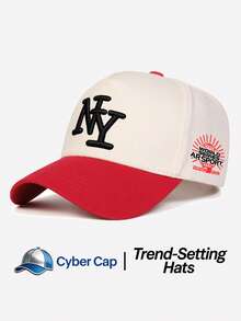 1pc Women's "NY" Trucker Hat Adjustable Design Stylish Embroidered Five-Panel Cap Perfect For Casual Wear, Parties Travel - Multi-color - View 12