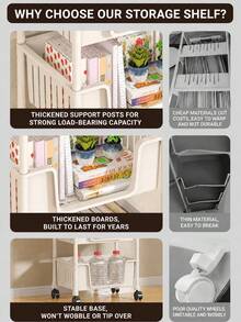 5 Tier Rolling Storage Cart With Wheels, Tall Narrow Organizer Cart For Bathroom, Bedroom, Kitchen, Laundry Room, Office & Home Storage - View 5