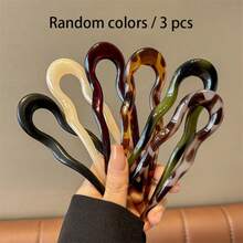 3/2/1pc Women's Curved U-Shaped Hair Fork Hairpin, Elegant Wavy Hair Stick, Fashionable Hairstyle Styling Tool, Suitable For Daily Hairstyle Fixing - Multicolor - View 11