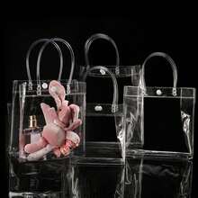 50pcs Transparent PVC Reusable Waterproof Stain-Resistant Tote Bags, Perfect For Party Favors, Holiday Shopping And Small Business Packaging - Gift Bag - View 6