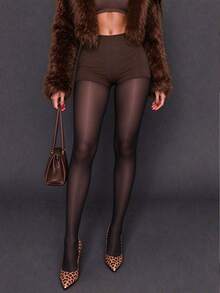 1 Pair Women Plus Size Skin-Friendly Sexy Silky Black Stockings - Black - View 1
