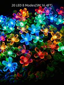 20/50/100pcs LED Solar Flower String Lights - Outdoor Garden Fence Christmas Tree Decorative Lights, Create Dreamy Atmosphere, Waterproof & Sun-Resistant, Easy Installation, Suitable For Wedding, Party, Home, Lawn, Holiday Decoration - A - View 15