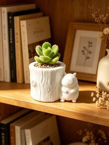 Creative 3D Printed Cartoon Capybara Tree Stump Planter, Multi-Color Options, Fun Capybara Design, Suitable For Succulents And Hanging Plants, Indoor Desktop Balcony Gardening Pot, Cute Home Decor Ornament - Multicolor - View 4