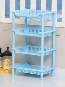 1 pièce Étagère de rangement de cuisine en plastique, Étagère de rangement de cuisine carrée moderniste - Rose bonbon - Voir 7