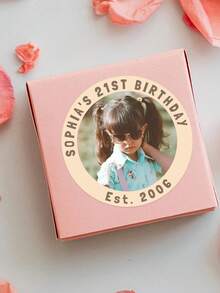 Custom Birthday Photo Stickers, Personalized Round Photo & Text Stickers, Custom Name Birthday Party Labels, Birthday Party Favors, Gift Tags, Treat Bags, Cups, Bottles, Invitations, Party Decor & Keepsakes For Girls, Friends & Guests - Multicolor - View 9