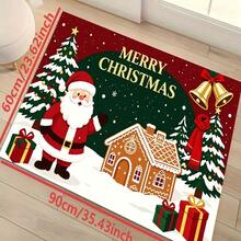 Christmas New Best Seller - Daily Decoration - Holiday Decoration - Christmas - Santa Claus Gingerbread House Doormat - Small Rug - Soft Flannel 900g/M², Machine Washable, Durable, Stain-Resistant, Quick-Drying, Suitable For Indoor Doormat, Outdoor Doormat, Home Decor, Room Decor, Bedroom Rug, Living Room Rug, Kitchen Rug, Holiday Atmosphere Setup, Area Rug, All Season Use - Multicolor - View 12