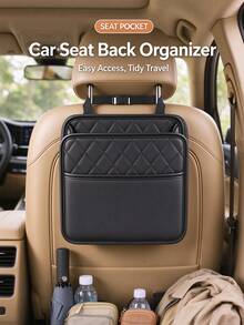 10/1Pc Car Backseat Storage Organizer Bag, PU Leather Black Multi Compartment Holder, Space Saving Storage, For Car Seat Back Car Seat Rear Storage Bag, Vehicle Multi-Functional Storage Box, Back Storage Bag, Chair Back Storage Christmas - Multiple Styles - View 5