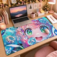 1 buah Alas Mouse Anime Girl Bubble Diamond, Rambut Pink Kawaii Pola Kristal Berkilau Alas Meja Panjang untuk Rumah, Kantor, dan Bermain Game, Ukuran S/M/L/XL - View 3