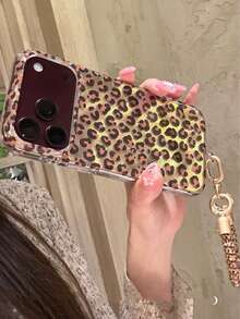 Vintage Premium Gold Leopard Print Phone Case Compatible With Apple 18 Pro Max, 17 Pro Max, 15, 16 Pro, 17 Pro, Creative Niche Full Coverage Shockproof Phone Cover For Women - Multicolor - View 3
