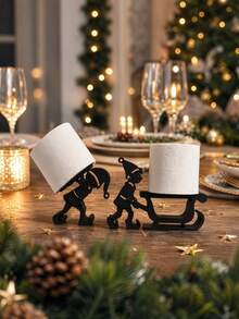 1pc Christmas Tissue Holder,Christmas Elf Sleigh Tissue Holder, Creative Silhouette Tabletop Roll Paper Stand. For Bathroom, Dining Table & Kitchen Counter, Fun Christmas Decor, Great Holiday Gift For Festive Home Lovers. - Multiple Styles - View 7