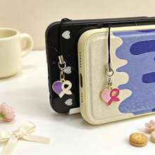 1pc Half Heart-Shaped Ribbon Charm, Suitable For Women's Bags Or Phones, Can Be Used As An Accessory - Multicolor - View 5
