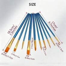 10-Piece Professional Brush Set, 7 Colors Available, Nylon Bristles, Ideal For Acrylic, Watercolor, Oil Painting, Beginner & Pro Artists - Multiple Styles - View 8
