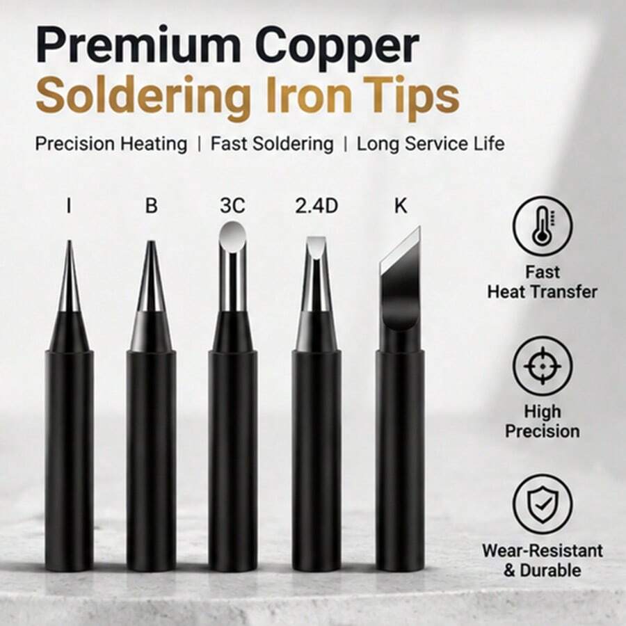 Pure Copper Soldering Iron Tip, Knife Tip, Horseshoe Shaped Small Pointed Tip Soldering Pen, Welding Tip - A - View 1