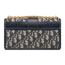 DIOR 30 Montaigne bolso de mano con cadena, estampado monograma bordado, cierre de solapa, bolso tipo caja, bolso cruzado, de tela, bolso de hombro, pequeño, para mujer, azul - Azul Marino - Ver 3