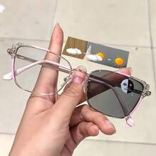 1PC Metal Cat Eye Dual-Color Diamond Decor Indoor Outdoor Photochromic Multi-Use Fashion Versatile Women's Fashion Glasses - 4pcs1102-1119 - View 23