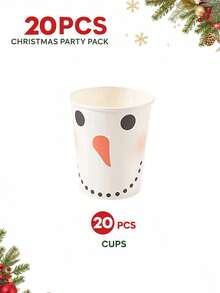 100PCS Disposable Paper Party Tableware Set, White Snowman Face And Colorful Snowflake Print, Suitable For Christmas Party, Christmas Eve Gathering, Family Celebration, Office Party, Winter Theme Event, New Year Party And Holiday Table Setting - Multicolor - View 11