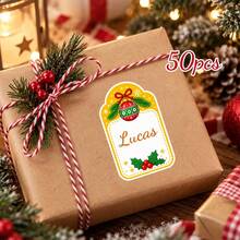 12/25/50 st personliga anpassade julklappsetiketter med namn, utskurna självhäftande julklappsetiketter, assorterade söta högtidsdesignade klistermärken för presentinslagning, julklapp - Multifärgad - Visa 22