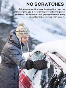 1PC Car Ice Scraper With Glove, Waterproof Comfort Warm Handle Snow Shovel, Winter Ice And Snow Removal Tool For Car Windshield - 1PC - View 4
