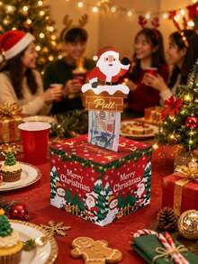 1pc Christmas Money Pull Gift Box, Christmas Gift Pull Box, Christmas Small Gift Packaging Box, Party Tabletop Decor, Photo Props, Christmas Stocking Filler, Christmas And 2027 New Year Home Party Supplies - Multicolor - View 4