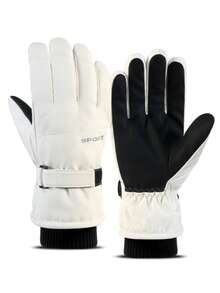 Unisex Thick Fleece Lined Winter Ski Gloves (1 Pair), Waterproof, Windproof, Warm, Non-Slip And Durable, Suitable For Snowboarding, Cycling, Hiking, Motorcycle Riding, Outdoor Sports, Driving, Running, Work, Camping, Hunting, Mountaineering And Daily Winter Wear In Cold Weather. Equipped With Adjustable Wrist Straps And Elastic Knitted Cuffs, Providing Excellent Warmth, Hand Protection And Comfortable Fit In Extreme Cold Conditions. - Multicolor - View 12