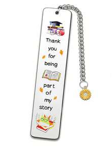 1pc Teacher Exclusive Stainless Steel Colorful Bookmark Pendant, Graduation Season Teacher's Day Gift, Creative Souvenir For Mentors - Multicolor - View 2