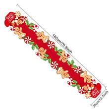 1Pc Cut-Edge Christmas Polyester Table Scarf 180*35cm, Hot Cocoa Gingerbread Man, Candy Cane & Holly Berries Pattern, Farmhouse Style Table Runner, Tabletop Decor For Home Kitchen, Christmas Dinner Party Supplies - A - View 3