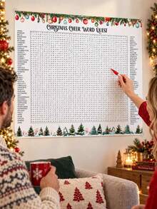 Extra Large Christmas Nutcracker Word Search Game Poster - Christmas Word Search, Party Word Search, Extra Large Interactive Puzzle, Featuring Santa Claus, Nutcracker, Ballet Design, Easy And Fun Christmas Party Activity Game, Interesting Family Activity, Simple And Fun Party Game, Add Fun To Gatherings With Friends And Classmates - Multicolor 1 - View 1
