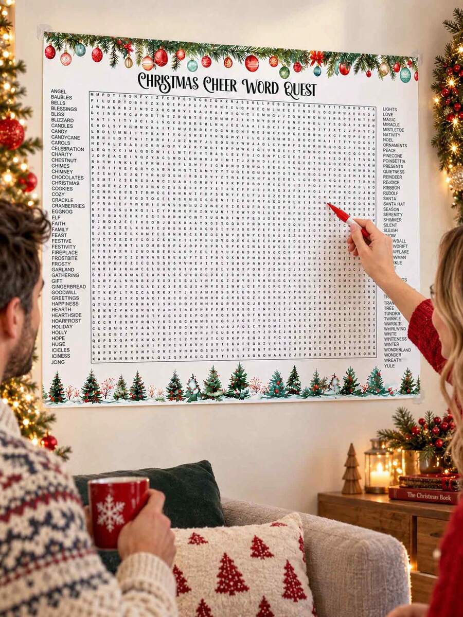 Extra Large Christmas Nutcracker Word Search Game Poster - Christmas Word Search, Party Word Search, Extra Large Interactive Puzzle, Featuring Santa Claus, Nutcracker, Ballet Design, Easy And Fun Christmas Party Activity Game, Interesting Family Activity, Simple And Fun Party Game, Add Fun To Gatherings With Friends And Classmates - Multicolor 1 - View 1