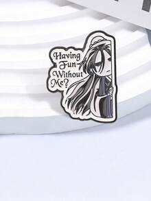 1 Pc Anime Ancient Style Character Enamel Pin, Having Fun Without Me Funny Quote Brooch, Decorative Lapel Pin For Jackets Backpacks Hats - Multicolor - View 8