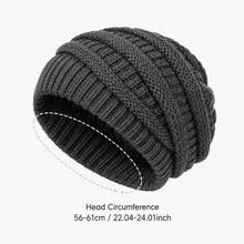 1 Chunky Cable-Knit Slouchy Beanie – Adjustable, Stretchy, Oversized Hat; Soft & Warm Winter Beanie; Unisex, Machine-Washable; Suitable For Outdoors, Cold Weather, Casual Streetwear, And Christmas. - Multicolor - View 2