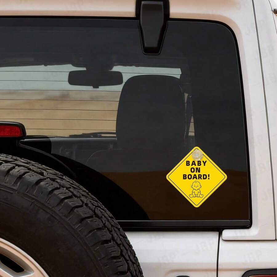 1pc Baby On Board Car Sign - Removable Suction Cup Safety Sticker, Cute ...