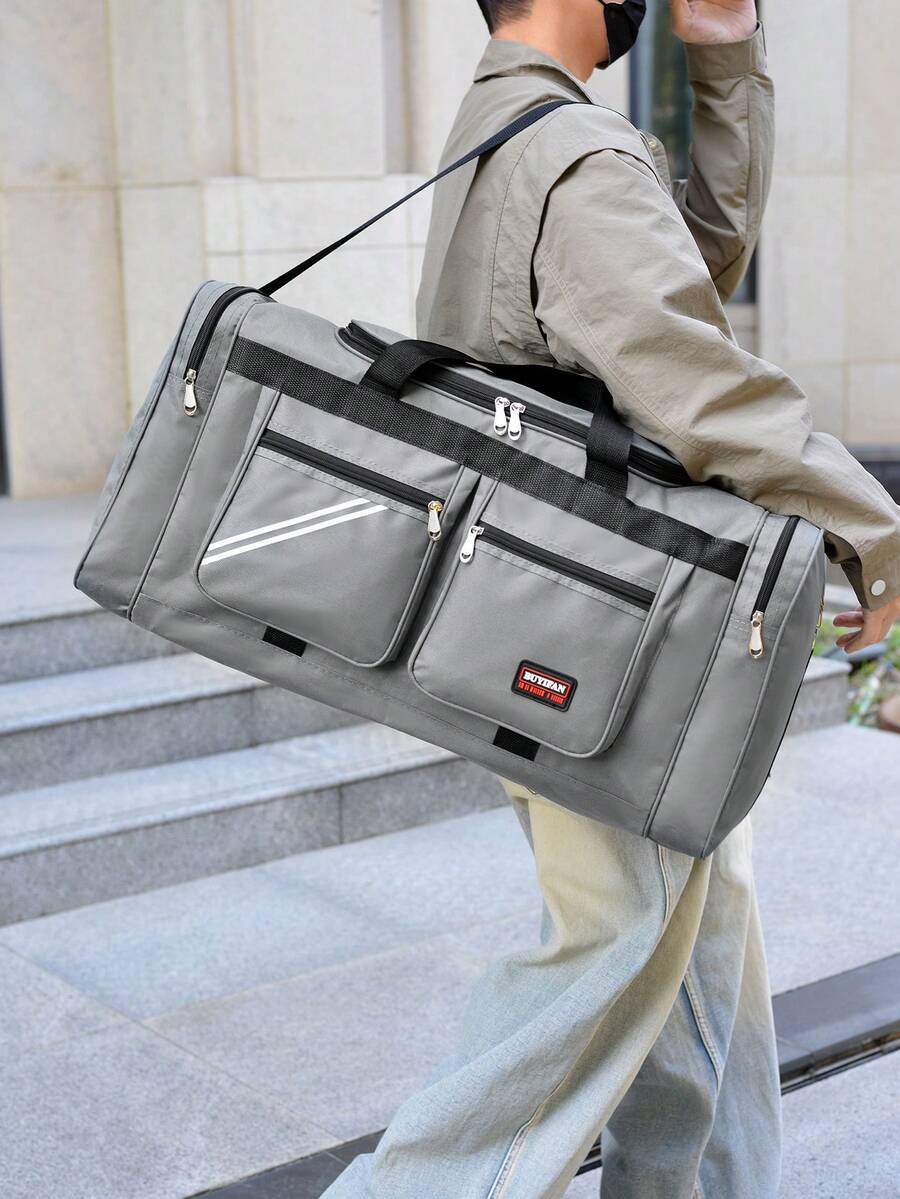 Large Capacity Men's Tote Bag, Fashionable Handbag, Lightweight Travel Bag, Multi-Compartment Storage Bag, Multi-Functional Casual Luggage Bag - Multicolor - View 1