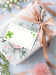 100pcs Lucky Four Leaf Clover Corner Print Blank Greeting Cards, Watercolor Shamrock Design Writeable Paper Cards, Thin Green Border Blank Cards For Handwritten Messages & Gift Favors - View 7
