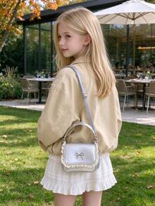 1pc Sweet Style Children's Handbag, Polka Dot Pattern With Lace Trim And Bow Decoration, Flap Design Small Bag, Girls Mini Accessory Bag, Adjustable Shoulder Strap Crossbody Bag, Little Girl Coin Purse, Suitable For Daily Outings, Parties, Travel, Matching Accessories - Multicolor - View 7