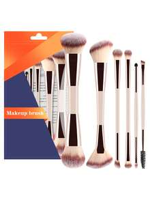 6pcs Dual-Ended Makeup Brushes With Packaging, Multi-Brush Head Design Powder Brush Foundation Brush Contour Concealer Eyeshadow Brow Brush, Daily Commute Date Makeup Full Set Beauty Tools Suitable For Beginners - Multicolor - View 14