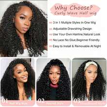 Burmese Curly Half Wig, Spiral Curl Ends, No Glue Needed, Reversible, Beginner-Friendly, Easy To Wear, Drawstring Design, No Glue Or Sewing Required, Natural Color, Easy To Install - SNatural - View 8
