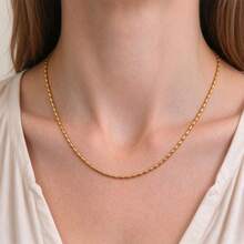 1pc Brass Rice Bead Blank Necklace Chain Dainty Oval Rice Link Chain Gold Silver Tone DIY Jewelry Making Necklace Chain Base Craft Accessories - Multicolor - View 7