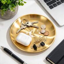 1/3pcs Gold Decorative Tray, Jewelry Storage Tray, Cosmetic Storage Tray, Entryway Decorative Tray, Daily Storage And Organization, Suitable For Room Decor, Bedroom Decor, Home Decor, Bathroom Decor, Jewelry Tray, Perfume Tray - Gold - View 8