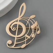Vintage Music Symbol Brooch, Stainless Steel Hollow Design, Suitable For Wearing With Suit Jacket, Ideal Decorative Accessory For Men - Multicolor - View 8