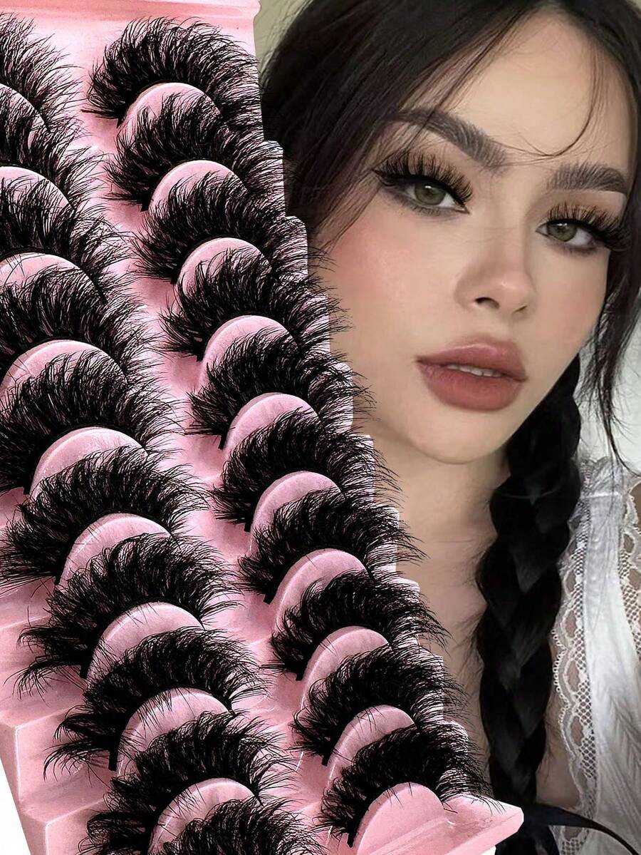 7 Pairs Luxury 5D Faux Mink Long Lasting Natural Dramatic Curl Eyelash Extensions - Thick, Full, Sweet 3D False Eyelashes For Glamorous Look - Reusable & Easy To Apply - Black - View 1