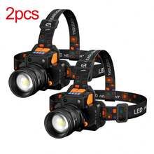 1pc Rechargeable High Brightness LED Headlamp, High Lumen Headlight Flashlight, 3 Modes, Adjustable Focus Headlamp For Outdoor Fishing, Camping, Running, Hunting, Hiking - Black - View 8