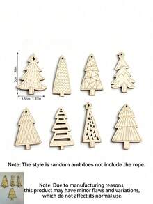 50pcs/25pcs/1pc Ornamen Kayu Berbentuk Pohon Natal Campuran, Set Dekorasi Pohon Kayu DIY, Dekorasi Natal, Dekorasi Pohon Natal, Sempurna untuk Digantung dan Dihias Selama Musim Liburan (Tali Tidak Termasuk) - A - View 8